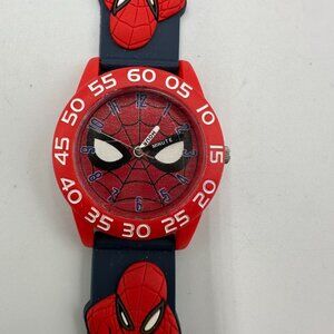 3/$30 Spiderman Watch Kids Red Blue Time Teacher Hour Minute Hand Working 8"